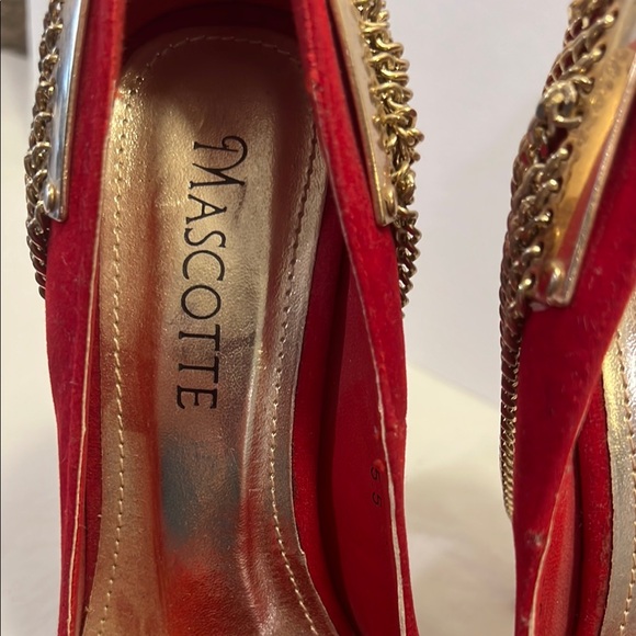 Red Stiletto Heels with Metallic Detail - Picture 4 of 12